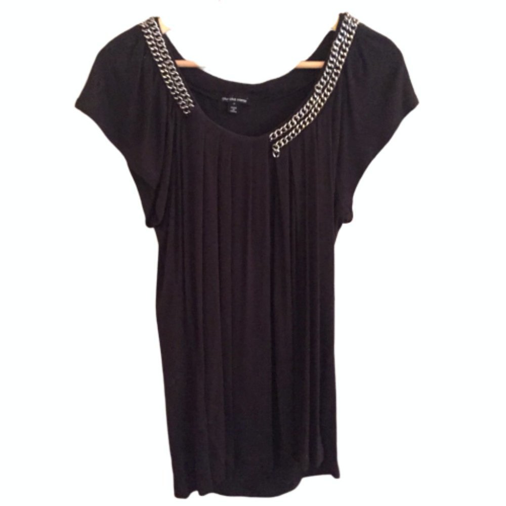 Flowy Black Top with Chains, Size: M